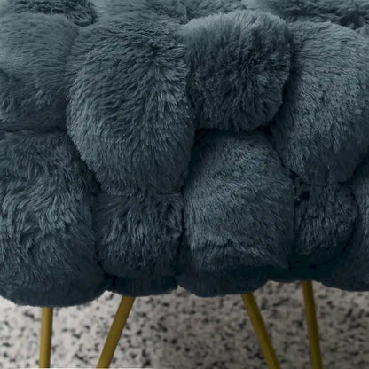 Soft Fauxfur Pouf Stool Ottoman Fuzzy Entryway Bench Seat 27x20x19