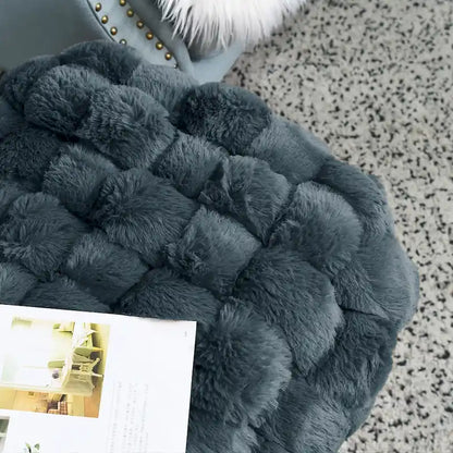 Soft Fauxfur Pouf Stool Ottoman Fuzzy Entryway Bench Seat 27x20x19