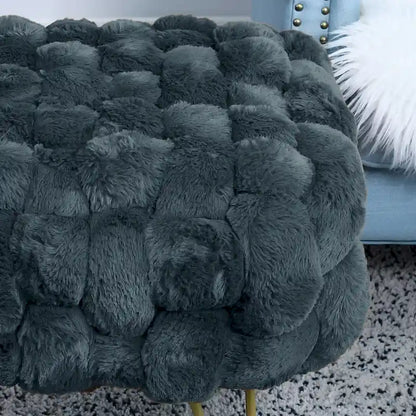 Soft Fauxfur Pouf Stool Ottoman Fuzzy Entryway Bench Seat 27x20x19