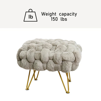 Soft Fauxfur Pouf Stool Ottoman Fuzzy Entryway Bench Seat 27x20x19