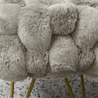Soft Fauxfur Pouf Stool Ottoman Fuzzy Entryway Bench Seat 27x20x19