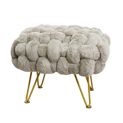 Soft Fauxfur Pouf Stool Ottoman Fuzzy Entryway Bench Seat 27x20x19