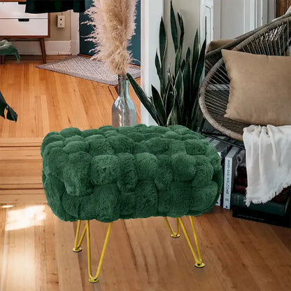 Soft Fauxfur Pouf Stool Ottoman Fuzzy Entryway Bench Seat 27x20x19