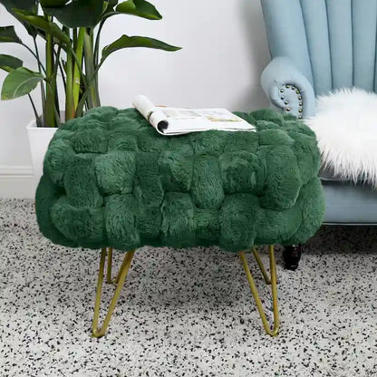 Soft Fauxfur Pouf Stool Ottoman Fuzzy Entryway Bench Seat 27x20x19