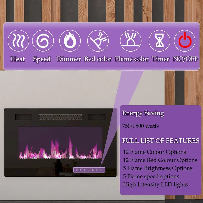 Wood Grain TV Stand with Optional Electric Fireplace: Cable Management