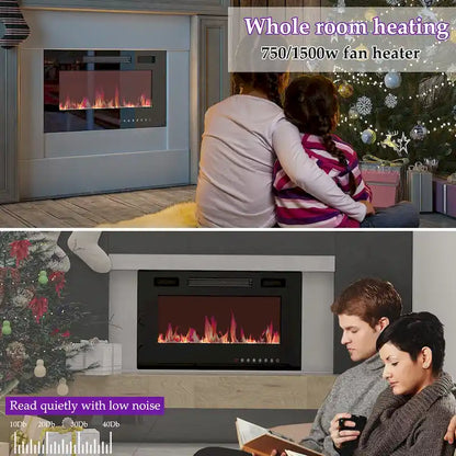 Wood Grain TV Stand with Optional Electric Fireplace: Cable Management
