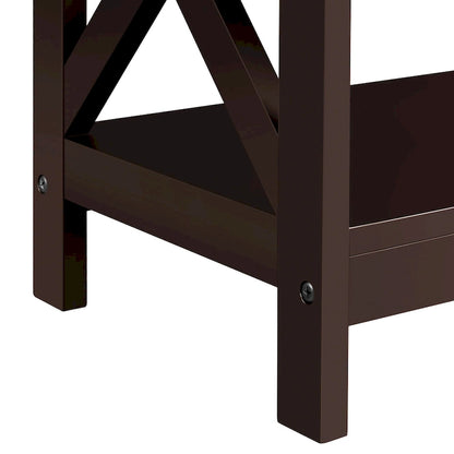 Yaheetech 3-Tier Wooden Console Table with Power Outlet Sofa Side Table