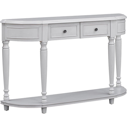 Retro Circular Curved Design Console Table with Open Style Shelf
