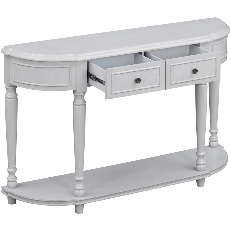 Retro Circular Curved Design Console Table with Open Style Shelf