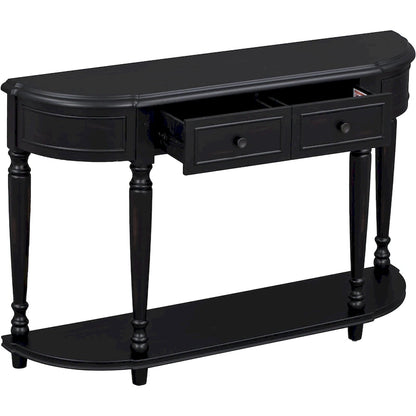 Retro Circular Curved Design Console Table with Open Style Shelf