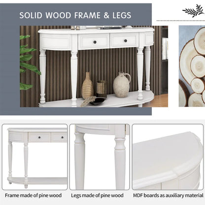 Retro Circular Curved Design Console Table with Open Style Shelf