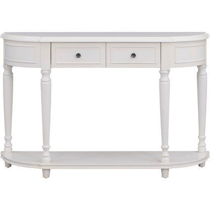 Retro Circular Curved Design Console Table with Open Style Shelf