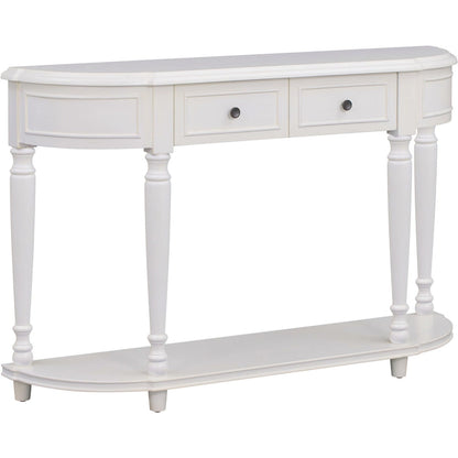 Retro Circular Curved Design Console Table with Open Style Shelf