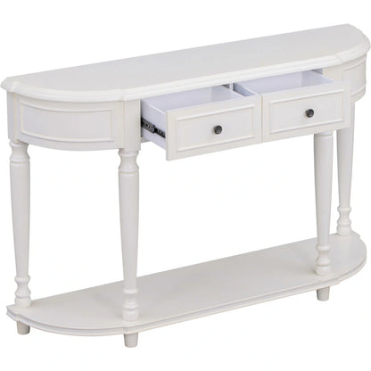 Retro Circular Curved Design Console Table with Open Style Shelf