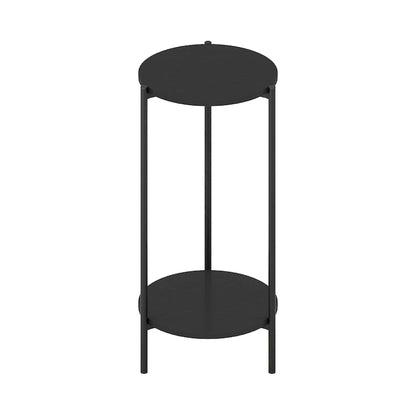 Furinno Besi 2-Tier Modern Tall Round Side End Table with Sturdy Metal Legs, Americano