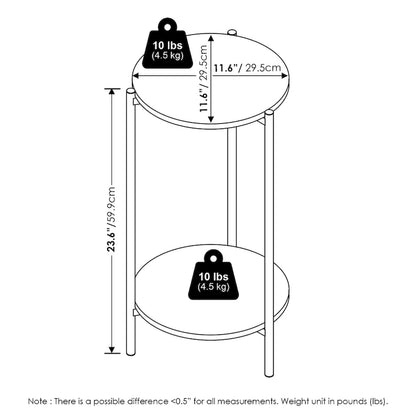 Furinno Besi 2-Tier Modern Tall Round Side End Table with Sturdy Metal Legs, Americano
