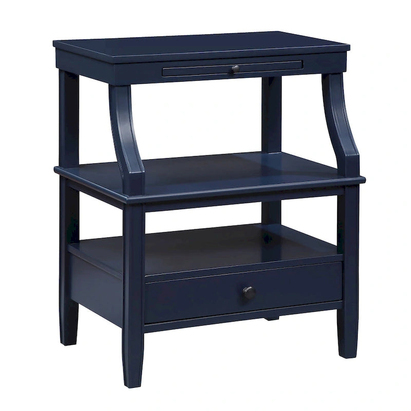 3-Tier Storage Coffee Table Rectangle Nightstand with a Drawer End Table with Pull Out Drink Tray Side Table for Living Room