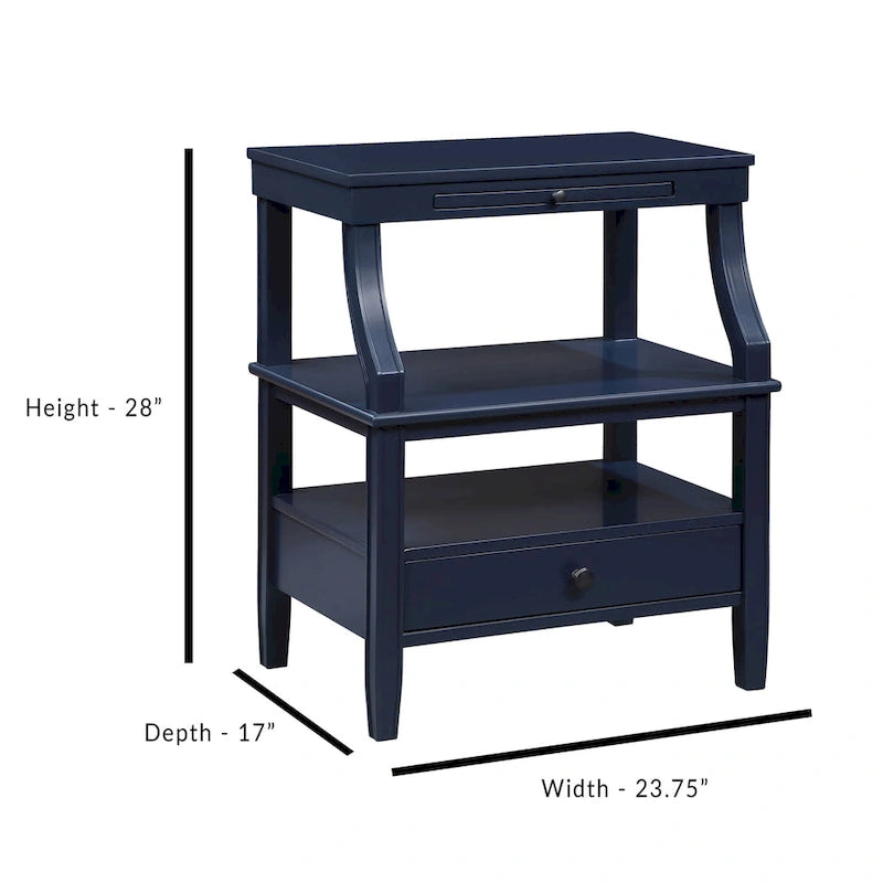 3-Tier Storage Coffee Table Rectangle Nightstand with a Drawer End Table with Pull Out Drink Tray Side Table for Living Room