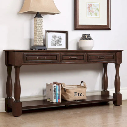 63inch Long Wood Console Table with 3 Drawers