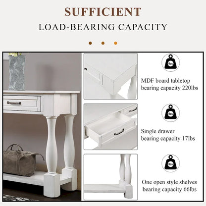 63inch Long Wood Console Table with 3 Drawers