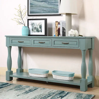 63inch Long Wood Console Table with 3 Drawers
