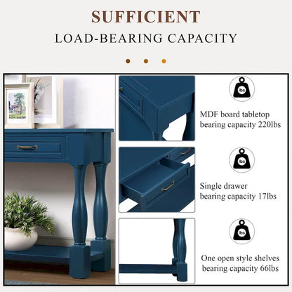 63inch Long Wood Console Table with 3 Drawers
