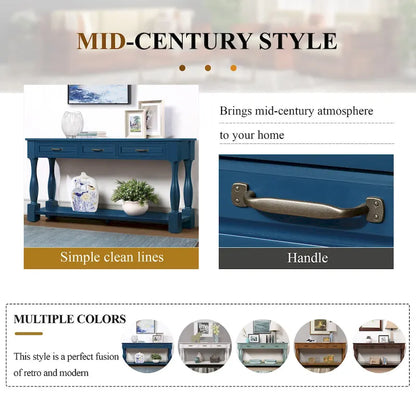 63inch Long Wood Console Table with 3 Drawers