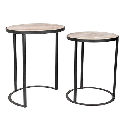 Natural Wood And Iron Nesting Accent Tables (Set of 2) by East at Main