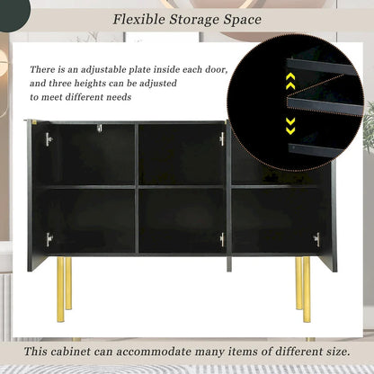 Entryway Sideboard Table Side Table Cabinet with Gold Metal Legs - 47.2L x 16.5W x 36.6H