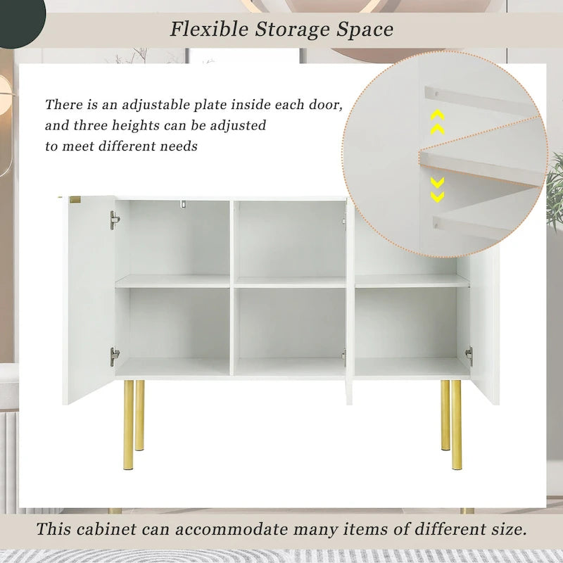 Entryway Sideboard Table Side Table Cabinet with Gold Metal Legs - 47.2L x 16.5W x 36.6H