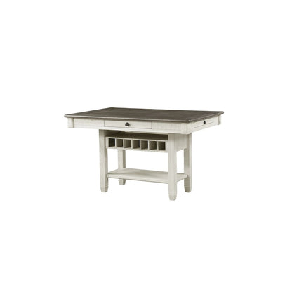 Moreen White Gray Fabric Storage Counter Height Set
