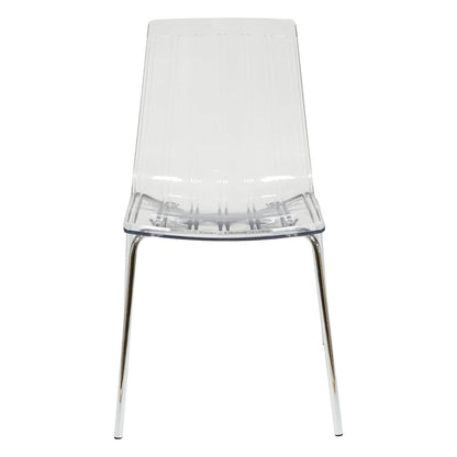 Ralph Acrylic Plastic Dining Chair (Set of 2) Chrome Metal Legs Modern Transparent Accent Side Chair for Dining Room & Kitchen