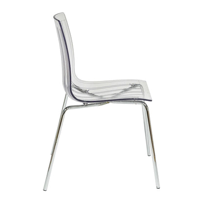 Ralph Acrylic Plastic Dining Chair (Set of 2) Chrome Metal Legs Modern Transparent Accent Side Chair for Dining Room & Kitchen