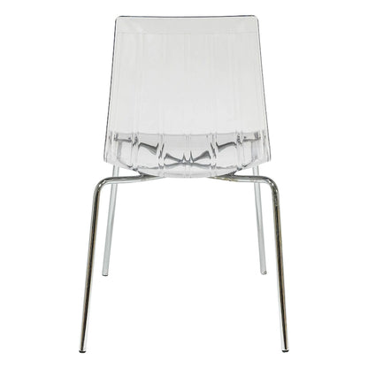Ralph Acrylic Plastic Dining Chair (Set of 2) Chrome Metal Legs Modern Transparent Accent Side Chair for Dining Room & Kitchen