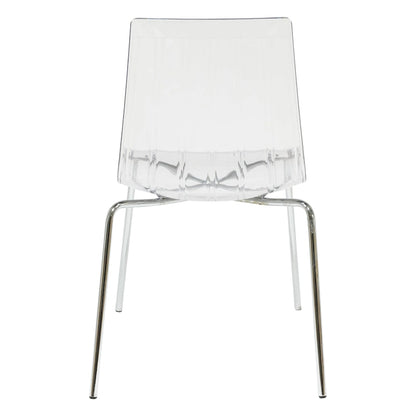 Ralph Acrylic Plastic Dining Chair (Set of 2) Chrome Metal Legs Modern Transparent Accent Side Chair for Dining Room & Kitchen