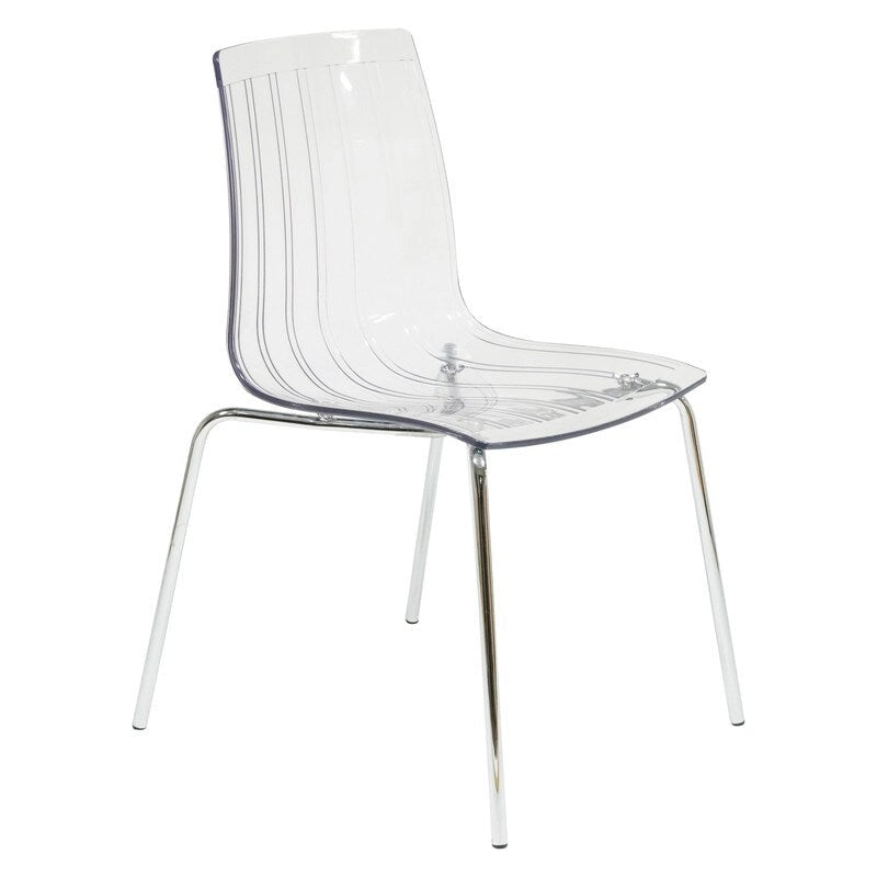 Ralph Acrylic Plastic Dining Chair (Set of 2) Chrome Metal Legs Modern Transparent Accent Side Chair for Dining Room & Kitchen