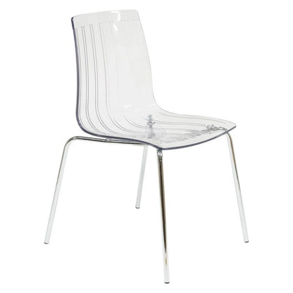 Ralph Acrylic Plastic Dining Chair (Set of 2) Chrome Metal Legs Modern Transparent Accent Side Chair for Dining Room & Kitchen
