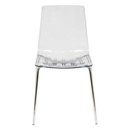 Ralph Acrylic Plastic Dining Chair (Set of 2) Chrome Metal Legs Modern Transparent Accent Side Chair for Dining Room & Kitchen