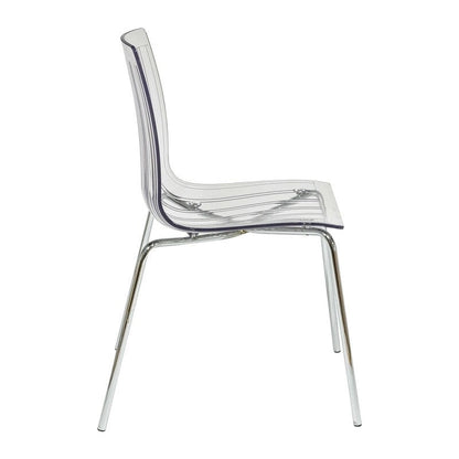 Ralph Acrylic Plastic Dining Chair (Set of 2) Chrome Metal Legs Modern Transparent Accent Side Chair for Dining Room & Kitchen