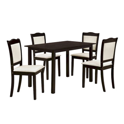 5-Piece Wood Dining Table Set Simple Style Kitchen Dining Set Rectangular Table with Upholstered Chairs for Limited Space