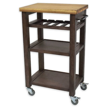Steve Silver Bautzen Solid Acacia Wood Rolling Utility Cart