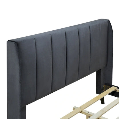 Full Size Upholstered Platform Bed, Velvet