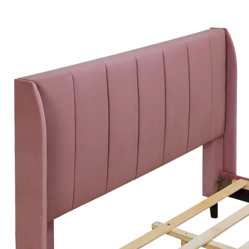 Full Size Upholstered Platform Bed, Velvet