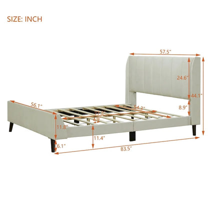 Full Size Upholstered Platform Bed, Velvet