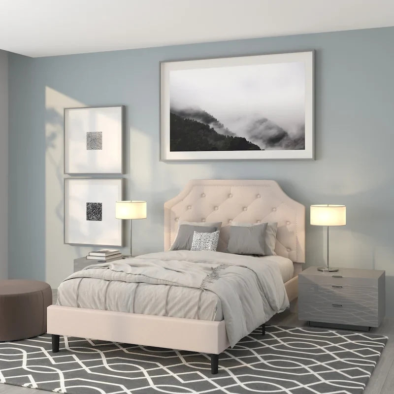 Arched Tufted Upholstered Platform Bed