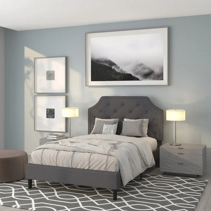 Arched Tufted Upholstered Platform Bed