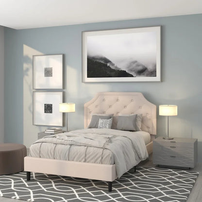 Arched Tufted Upholstered Platform Bed