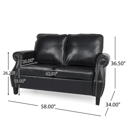 Lawton Faux Leather Loveseat with Nailhead Trim by Christopher Knight Home