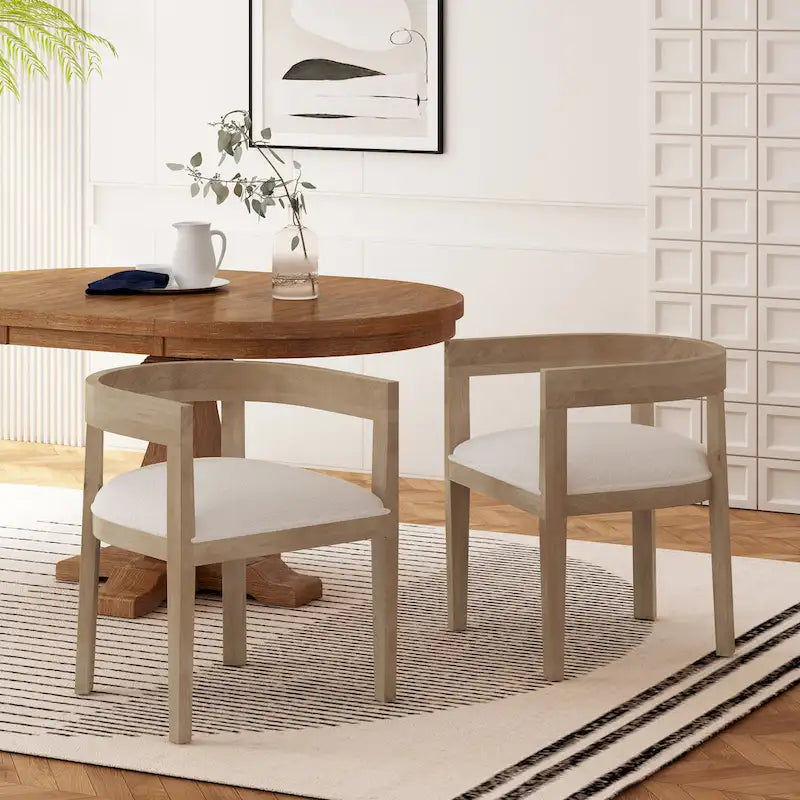 Ladieu Fabric and Wood Tub Dining Chairs Set of 2by Christopher Knight Home