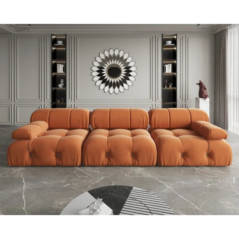 Velvet 3-seater Reversible Modular Sofa